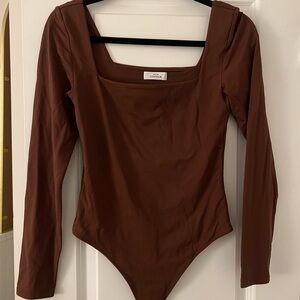 Aritzia Chocolate Long Sleeve Bodysuit